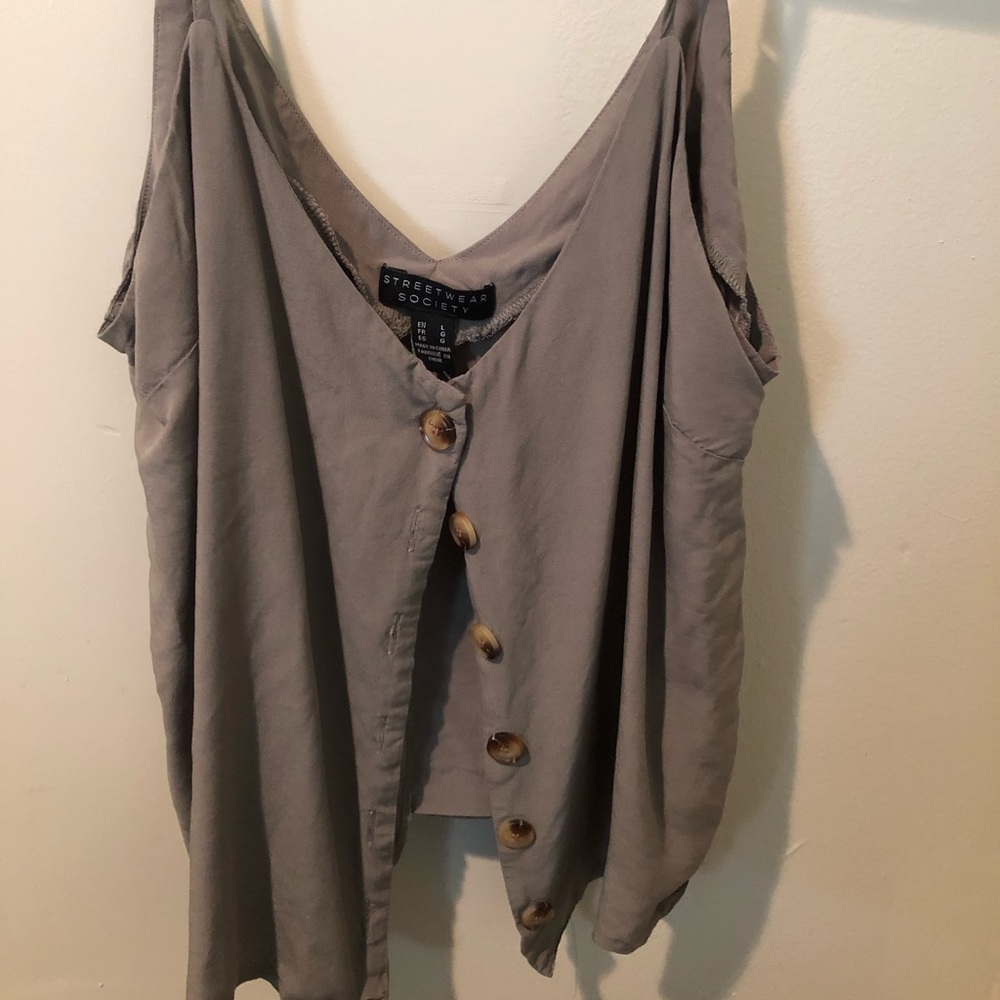 Tan button down tank top